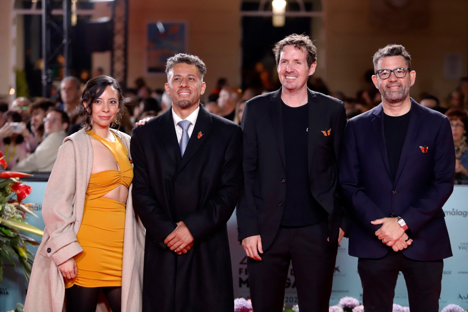 La responsable de casting Isabel Barajas, el actor Carlos Esquivel, el director y productor Joaquín del Paso y el productor Alejandro Sugich, que acompañaron a la película en el Festival de Málaga. Foto: Álex Zea.